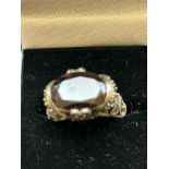 Ornate marcasite & large stone silver ring