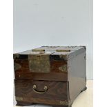 Oriental wood & brass bound toiletry box