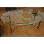 Good quality brass coffee table with glass top