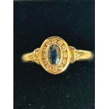 9ct Gold ring set with sapphires & diamonds 1.9g S