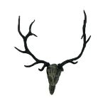 Bronze sculpture of a deer skull & antlers signed