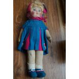 Early 20th century rag doll height 44 cm