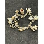 Silver charm bracelet - 9 charms
