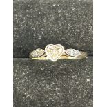 9ct Gold ring set with white heart shaped stones S