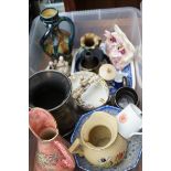 Box of ceramics to include a victorian flatback