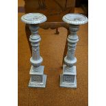 Pair of large & heavy metal candle sticks Height 7