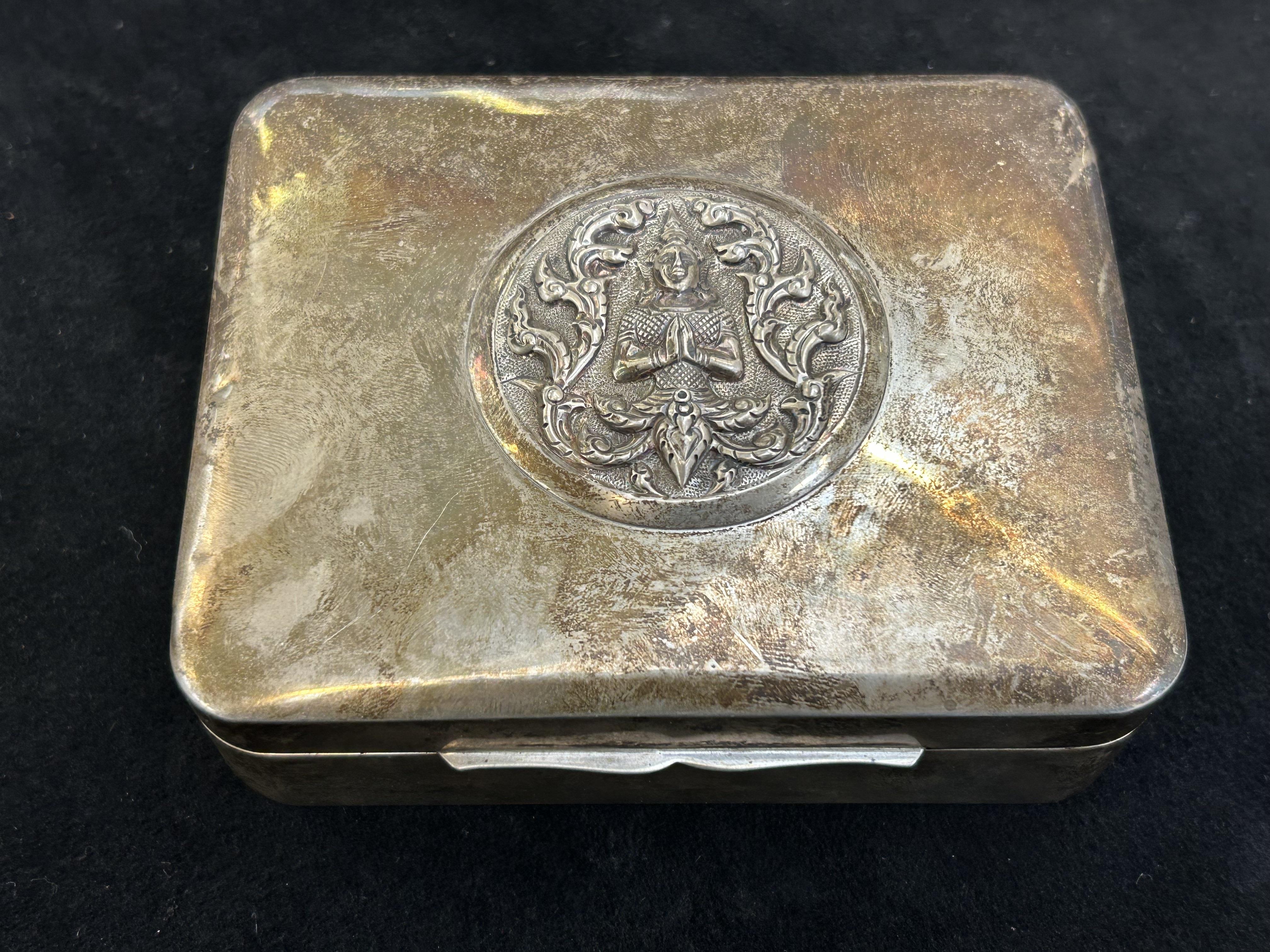 Sterling silver cigarette box possibly Malaysian