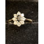 9ct Gold ring set with sapphire & cz stones 2g Siz