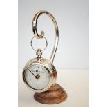 Chrome pocket watch style clock on chrome stand &