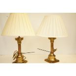 Pair of brass table lamps Height including shade 5