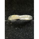 9ct White gold ring set with diamonds 1.2g Size M