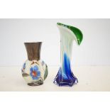 Jack in the pulpit glass vase & 1 other glass vase