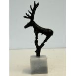 Bronze stag on marble base