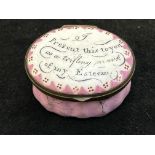 Early Bilston patch pot 'Present this to you as a