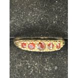 9ct Gold ring set with 5 garnets Size S