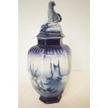 Delft lidded vase