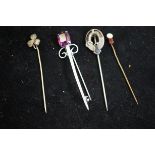 Collection of hat pins & pin brooch