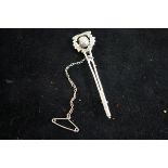Silver Charles Horner pin brooch with safety chain