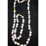 Pearl & amethyst necklace with matching bracelet