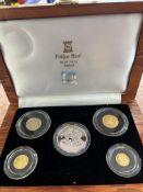 Pobjoy mint 5 coin collection - fine gold 1/4 oz a