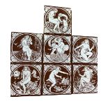 Collection of Mintons china works tiles 'water nym