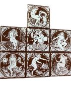 Collection of Mintons china works tiles 'water nym
