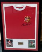 Signed Sir Bobby Charlton football shirt with coa