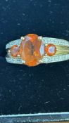 9ct Gold ring et with citrines & diamonds Size M 3