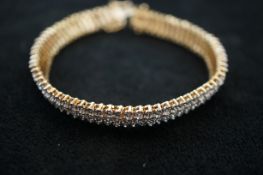 9ct Gold diamond bracelet Length 19 cm Weight 17.5