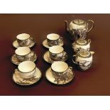 Satsuma tea set, 1 cup severely damaged with poor