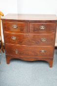 Early Victorian 2 over 2 bow fronted chest of draw