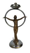 Art deco chrome & gilt bronze table lamp Height 44