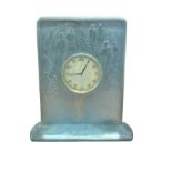 R . Lalique unusual blue glass clock with 6 emboss