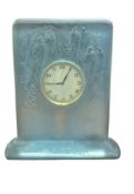 R . Lalique unusual blue glass clock with 6 emboss