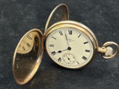 9ct Gold cased Waltham USA pocket watch with sub s