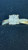 9ct Gold ring set with diamonds Size K 2.5g