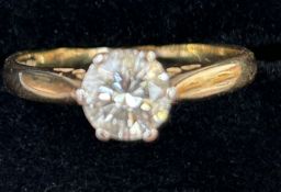 Solitaire diamond ring set in 18ct & platinum. Approx solitaire diamond size 0.5 carat. Size M