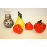 Collection of art glass fruit