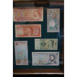 Collection of Bank notes in shadow box to include