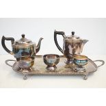 Silver plated tea set & tray