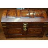 Very good quality inlaid chest with brass lock