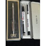 Cased Cross ballpoint pen together with a Parker B