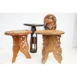 3x Craved tables & an african mask