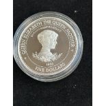 1994 Barbados lady of century silver proof 5 dolla