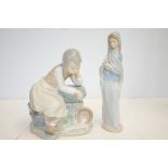 Lladro figure of a lady & Nao figure of a girl