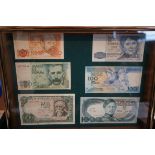 Collection of Bank notes in shadow box