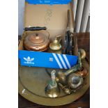 Box of brass & copper ware