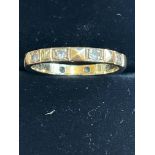 9ct Gold band ring set with cz stones Size K 1.6g