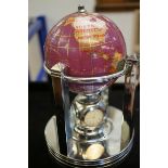 Revolving globe with 2x thermometers & 2x clock He