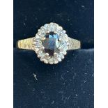 9ct Gold ring set with sapphires & diamonds size K